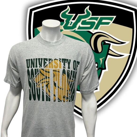Vintage 90s University of South Florida Bulls USF Single Stitch Graphic T-Shirt - Picture 1 of 14